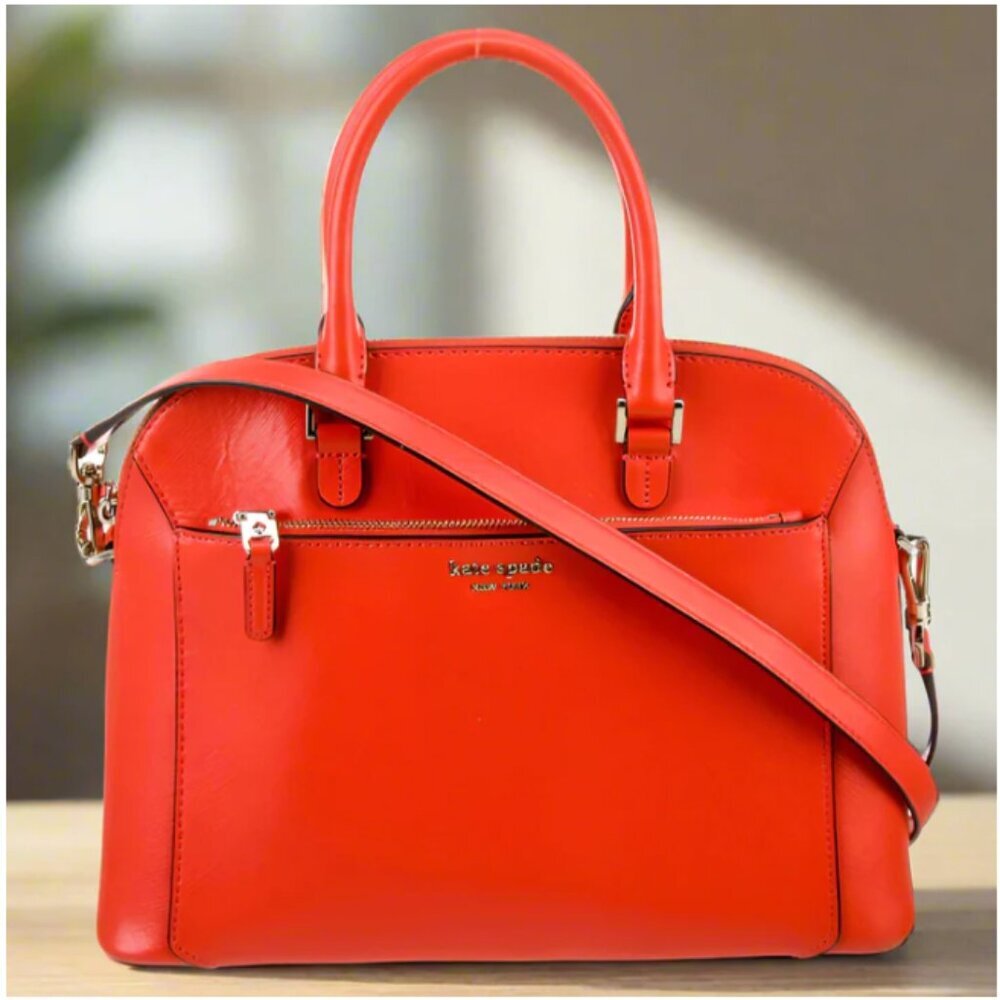 Kate Spade Louise Medium Dome Satchel Orange Tamarillo Leather Crossbody